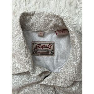 Rafter C Boy's Beige and White Paiey Print Long Sleeve Western‎ Shirt Size Small